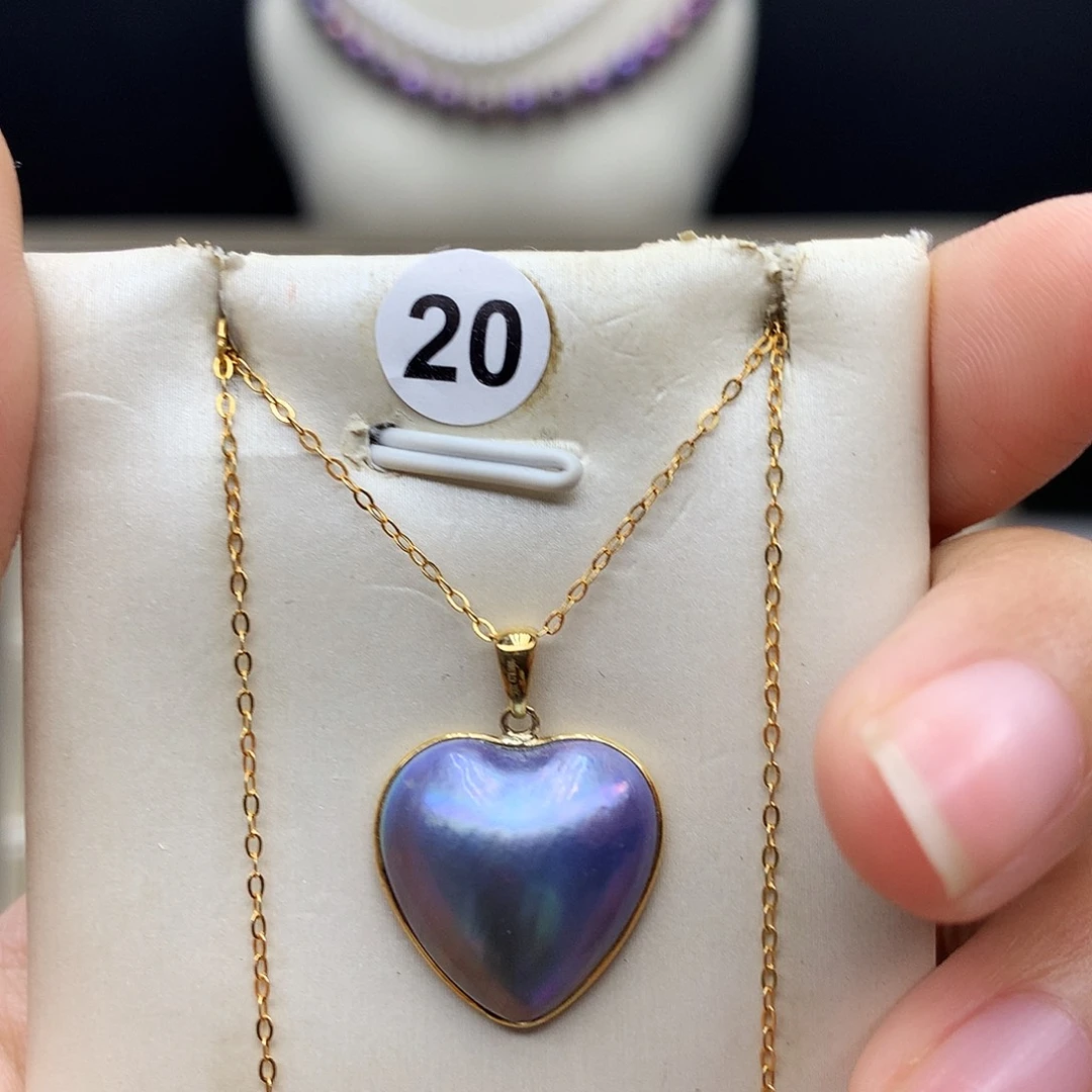 心***水颈饰淡水珍珠18K金镶嵌