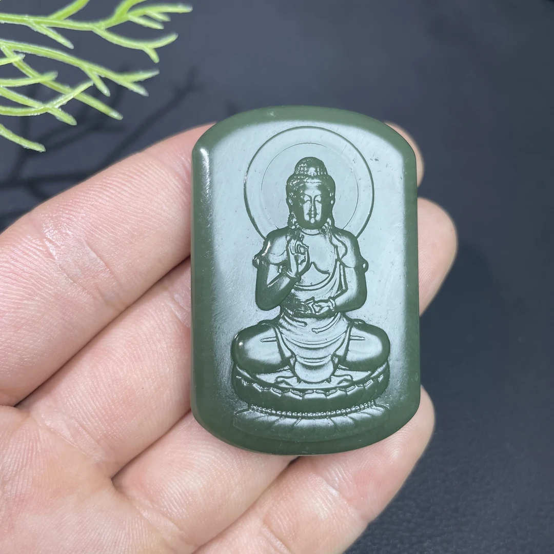 天然和田玉新疆青黄口阿弥陀佛猪狗吊坠男女款玉石中国风汉服潮流