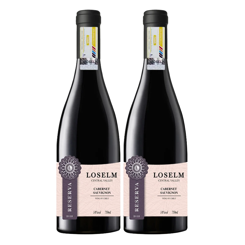 洛斯尔姆干红葡萄酒智利进口红酒珍藏级赤霞珠14度750ML*2瓶装