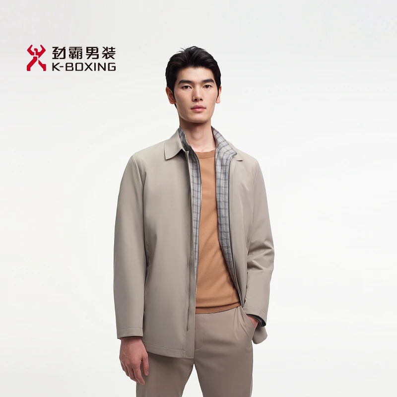 K-boxing/劲霸男装秋季商务休闲通勤中长款翻领夹克外套┃BKZE1305