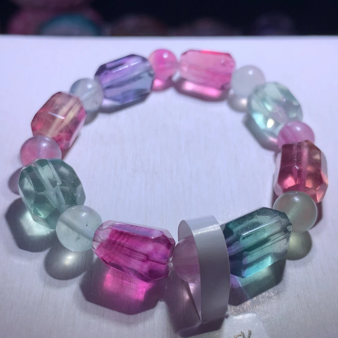 手串水晶银S925镶嵌萤石随形10.8m