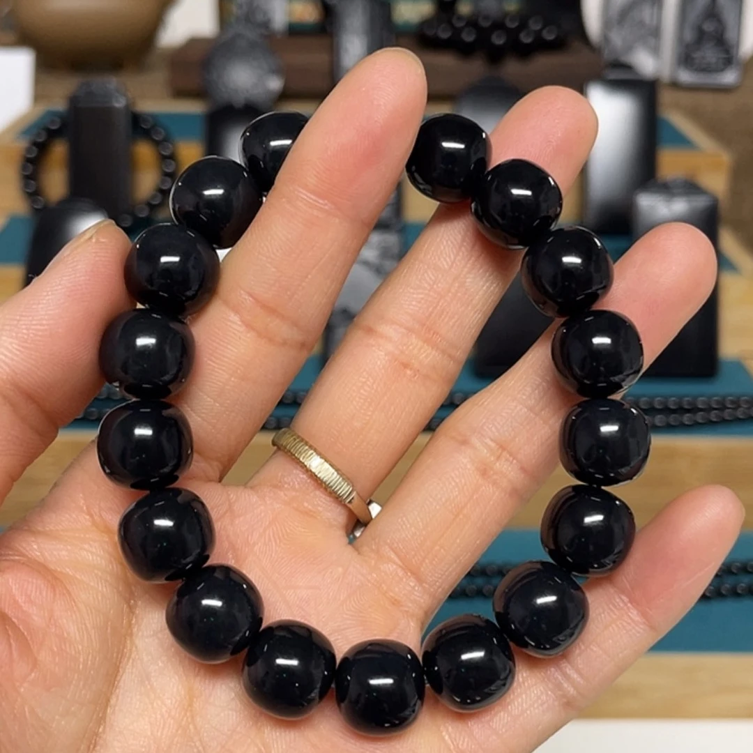 【闪购商品】手串未镶嵌和田玉（墨玉）羊脂级卡12老型