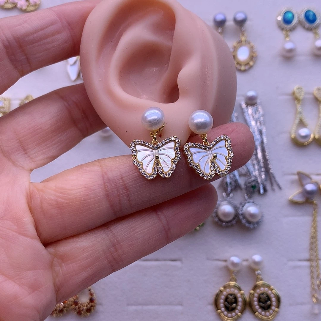 淡水珍珠耳饰合金