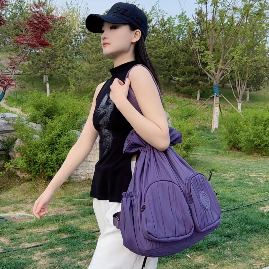 时尚潮流单肩包户外出行双肩背包韩版百搭包包都市通勤女包2562紫