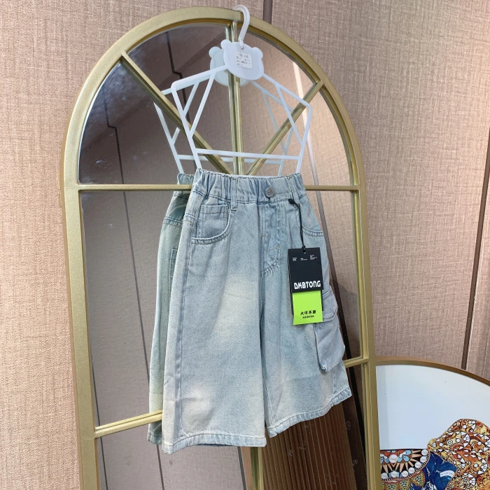 AB246  宝宝蓝色牛仔中裤  夏季