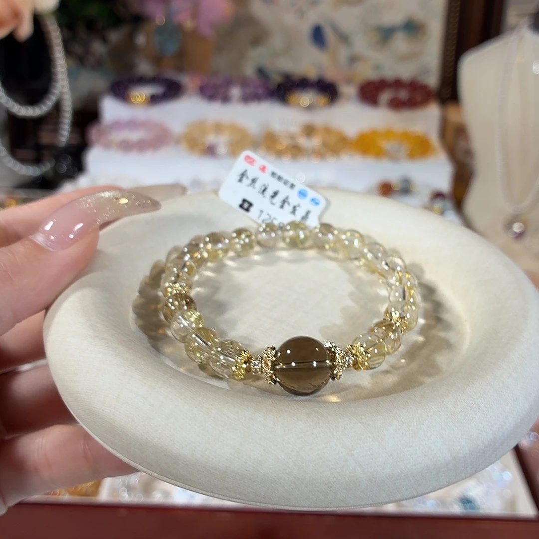 发晶手串未镶嵌高品质金发晶设计款8+