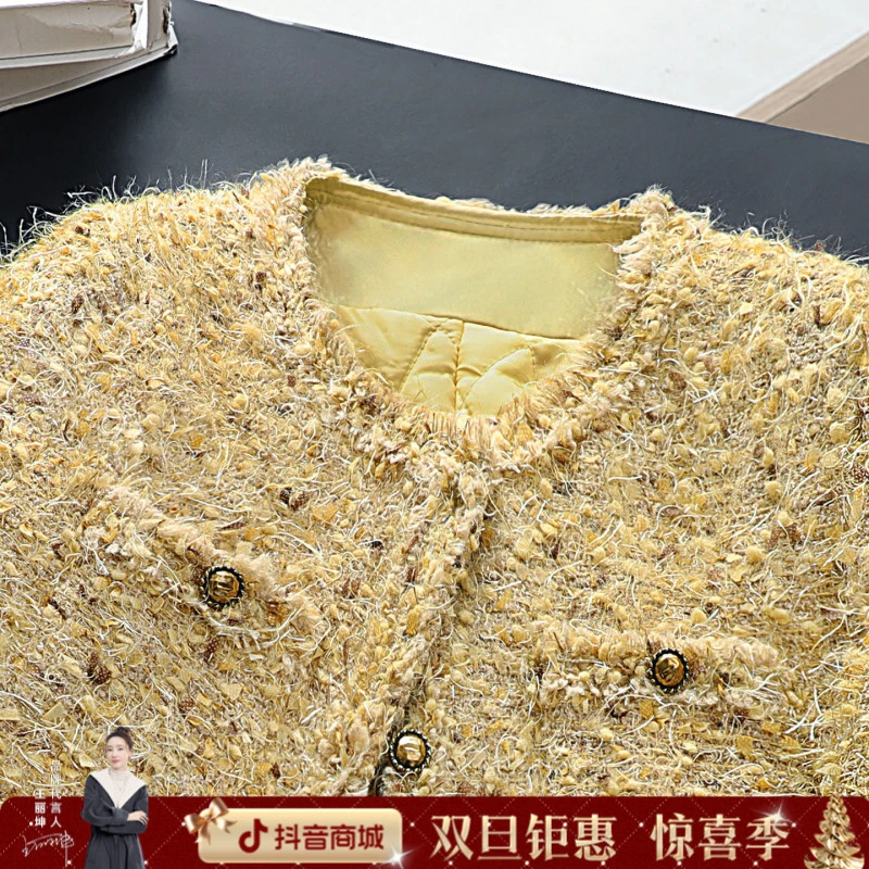 丝柏舍2025秋装新款女装气质宽松圆领单排扣长袖棉外套S53B3313A