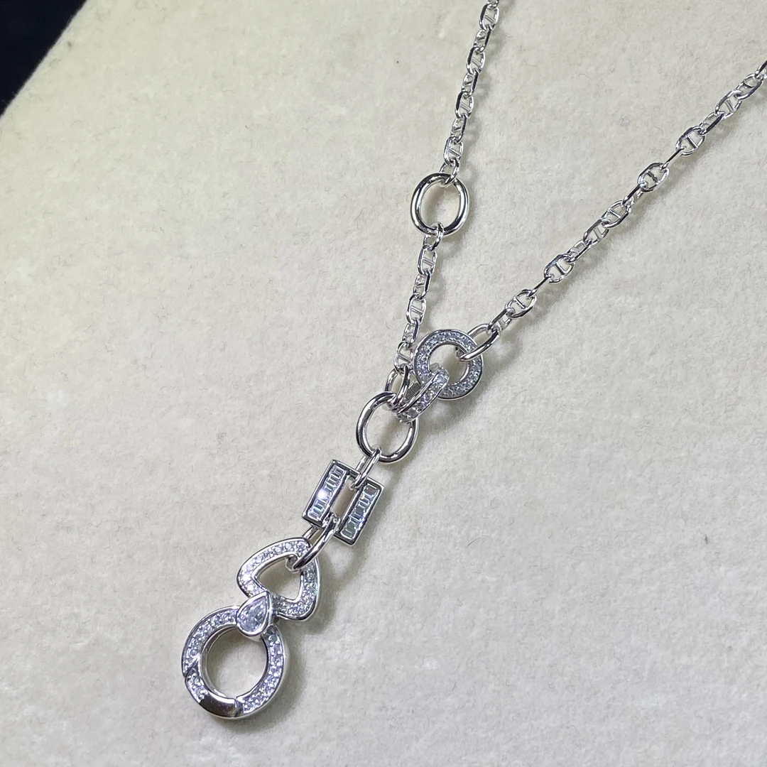 链子925银 设计款钻精工小众轻奢时尚环环相扣简约百搭精致坠链