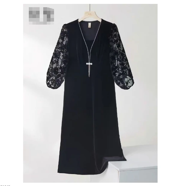 S460【专属】新款气质金丝绒高贵洋气连衣裙RS-BDN24CLB05