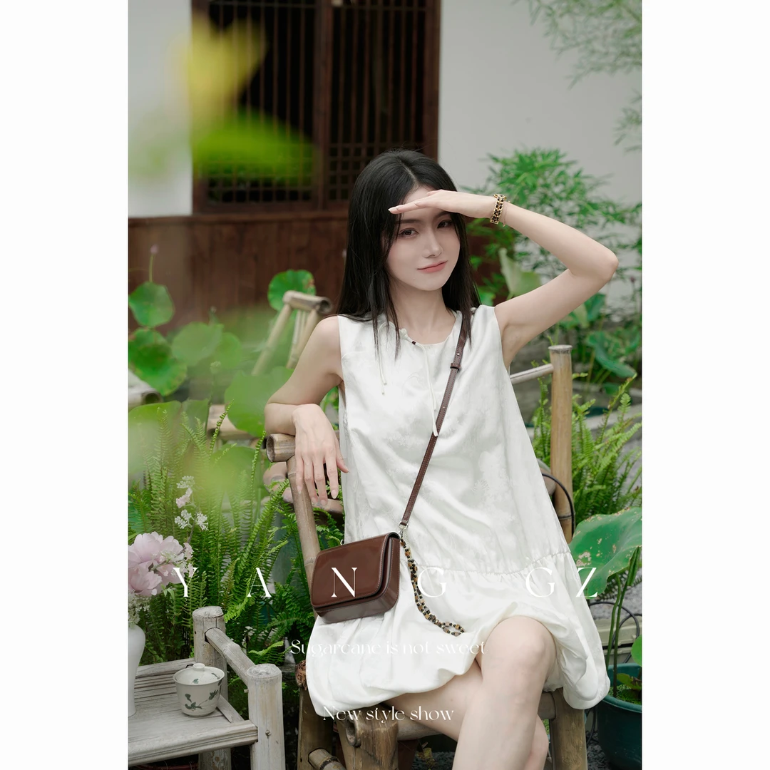 YANG GZ【白月涟漪】春夏新款白色短款连衣裙女 GZ5152DR663003