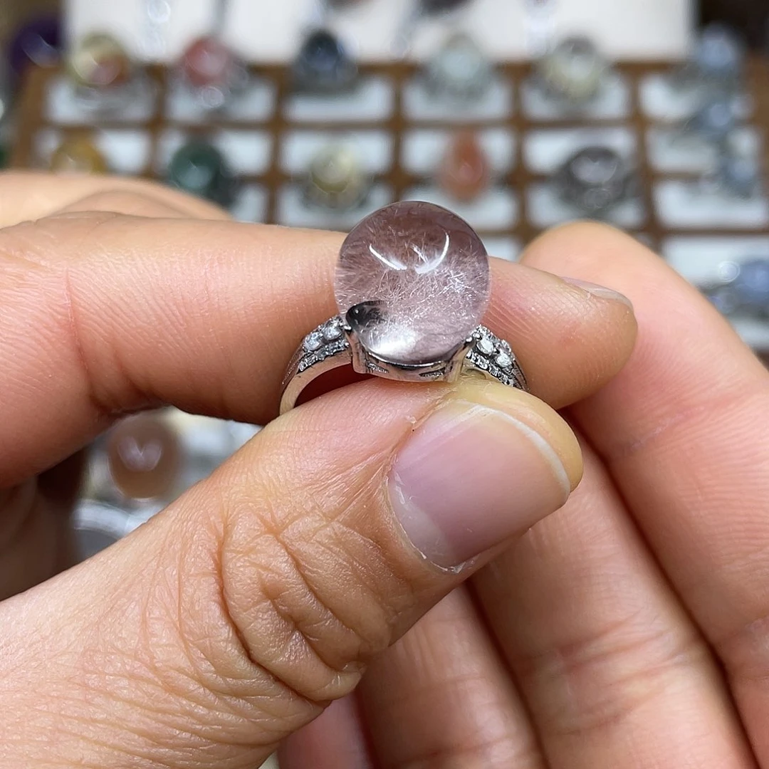 【闪购商品】银S925镶嵌珠宝半成品水晶饼****我戒指