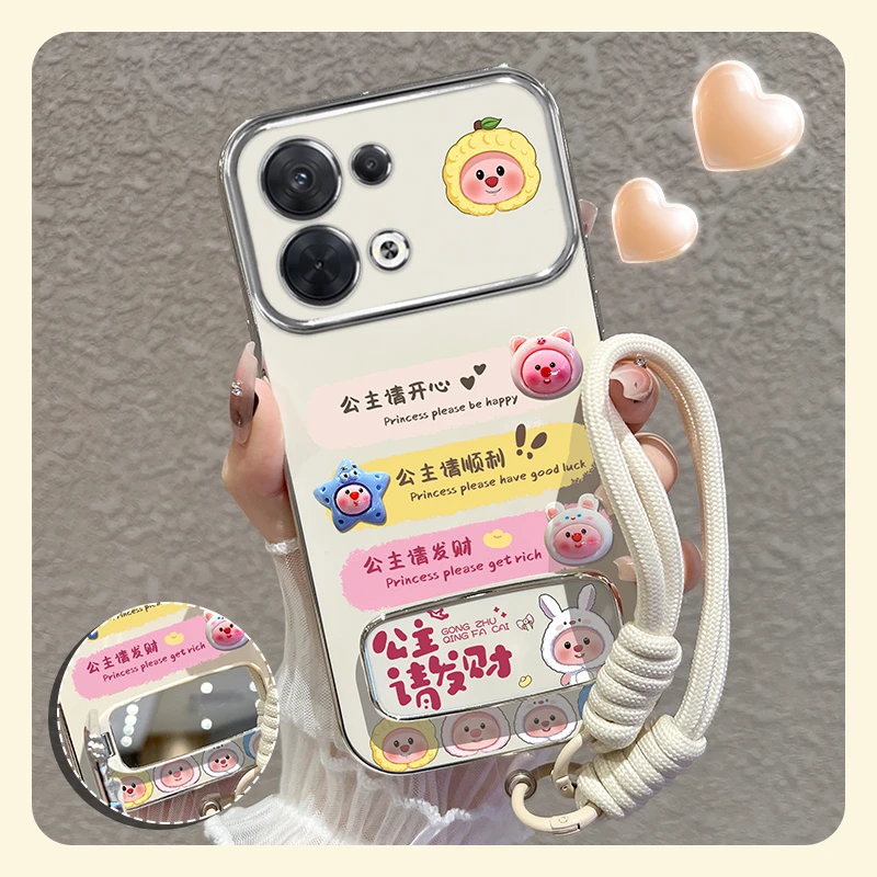 适用【opporeno13/pro】手机壳公主请开心大视窗硅胶防摔套女款可爱