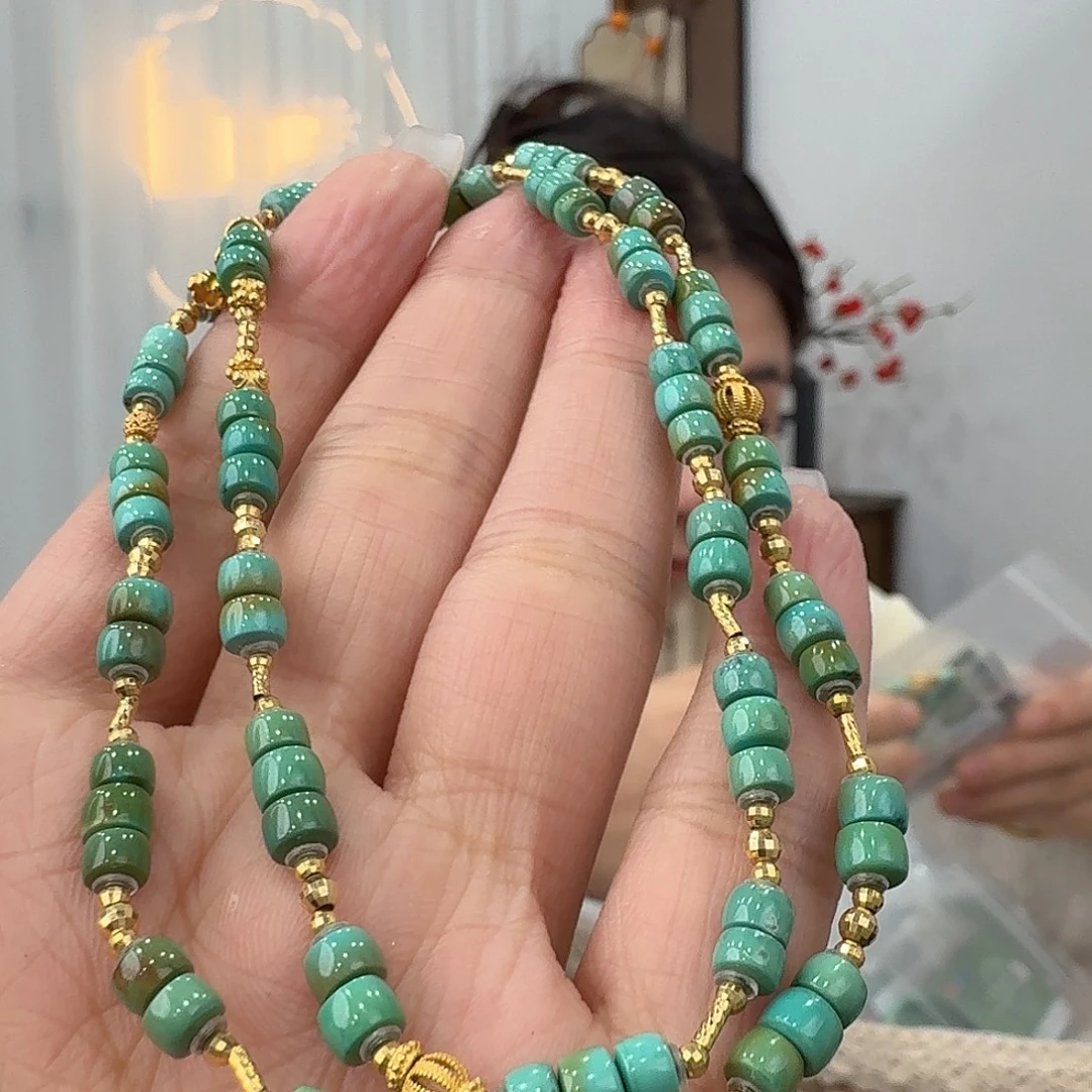 绿松石18K金镶嵌挂件