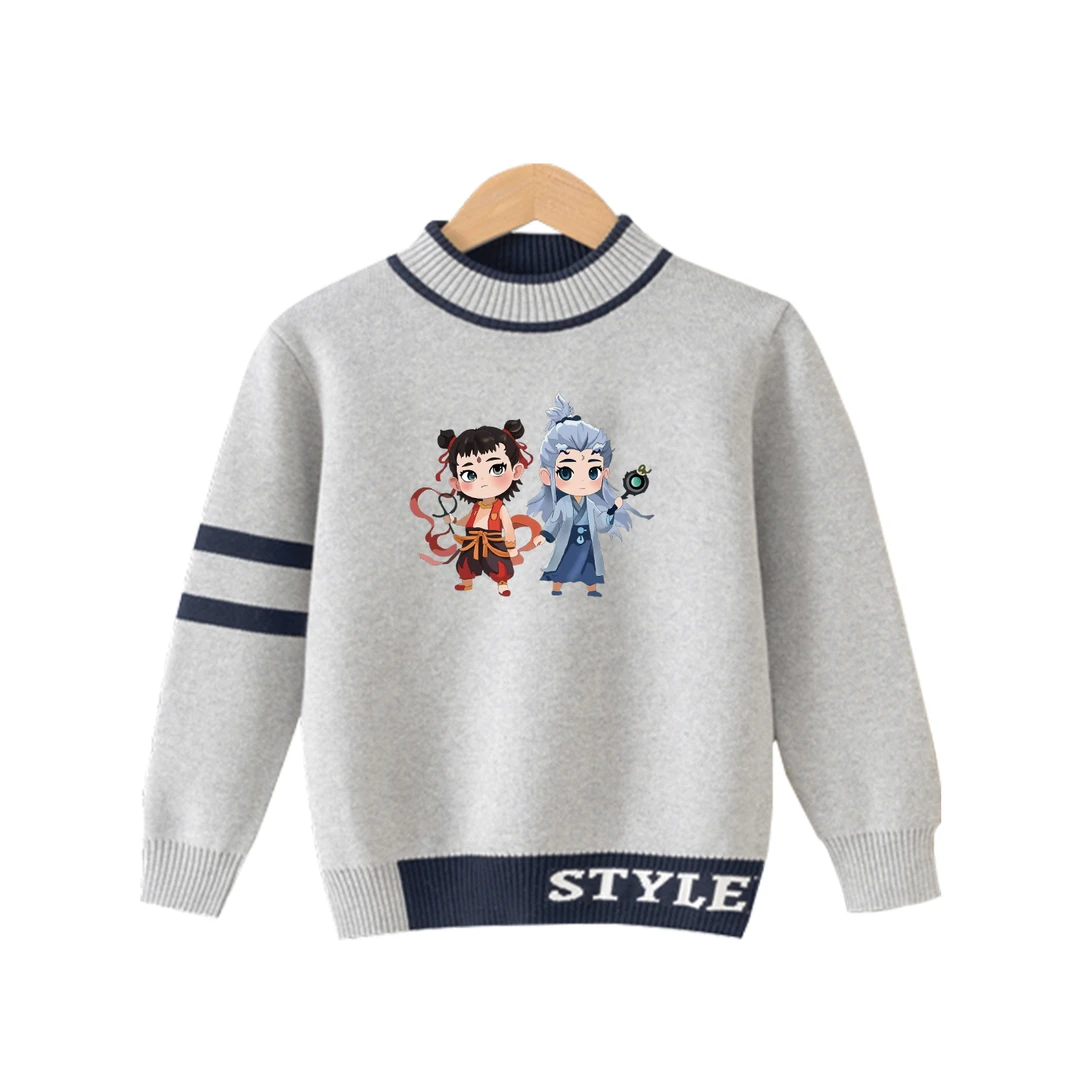 哪吒敖丙童装毛衣儿童2025秋冬新款针织衫男女童圆领毛衣保暖上衣
