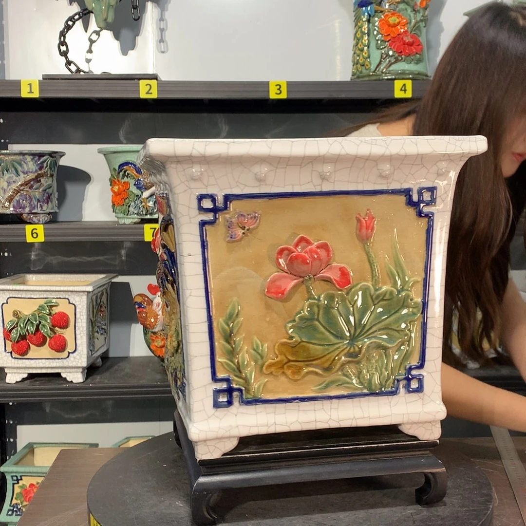 福***高温烧制石湾盆花盆瑕疵