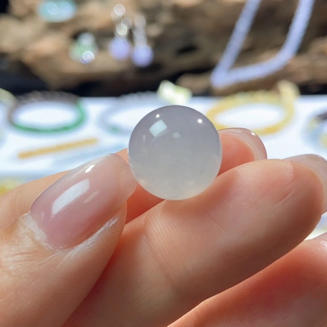 翡翠散珠粉紫圆珠卡13.8mm