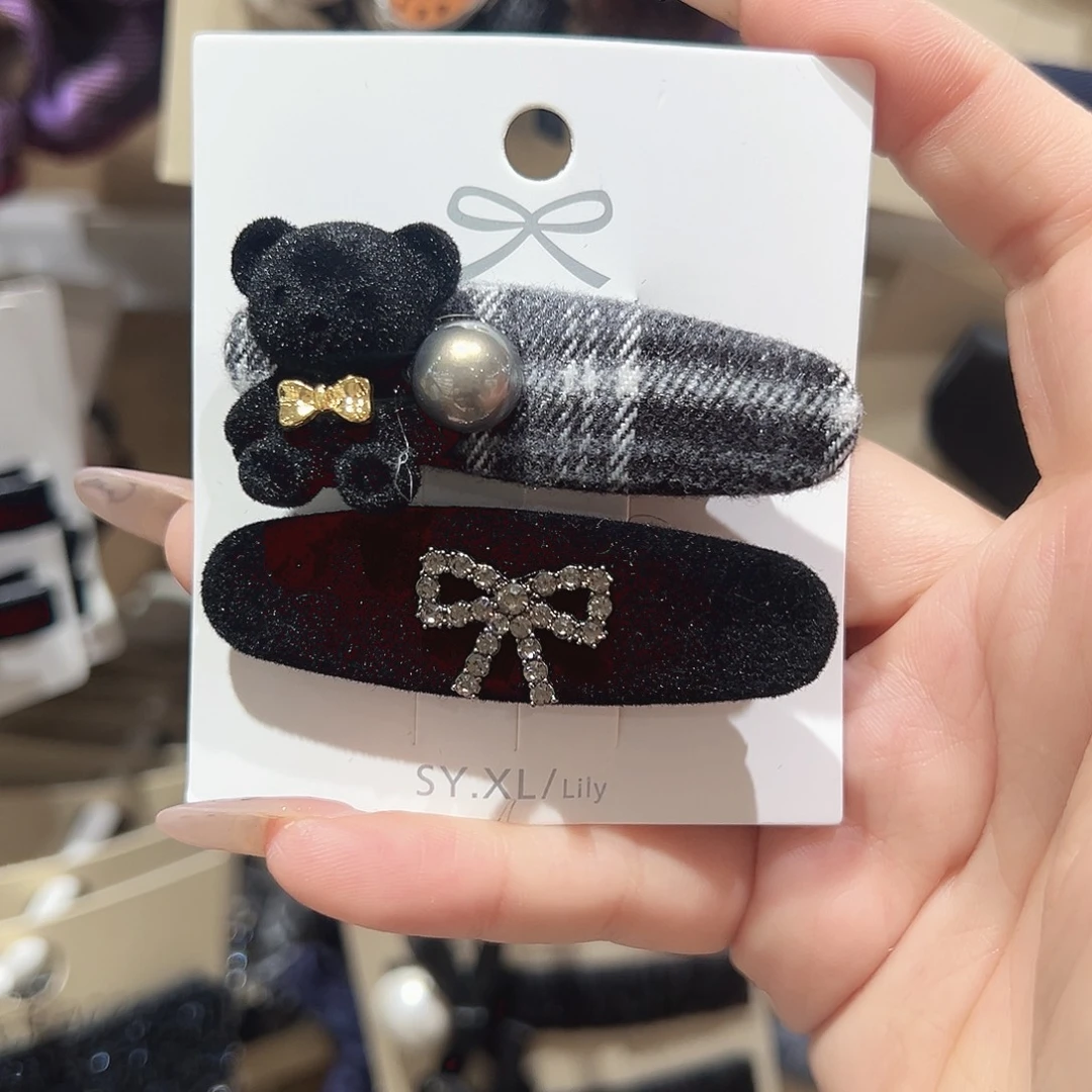 皮质铁合金黑色小熊鸭夹