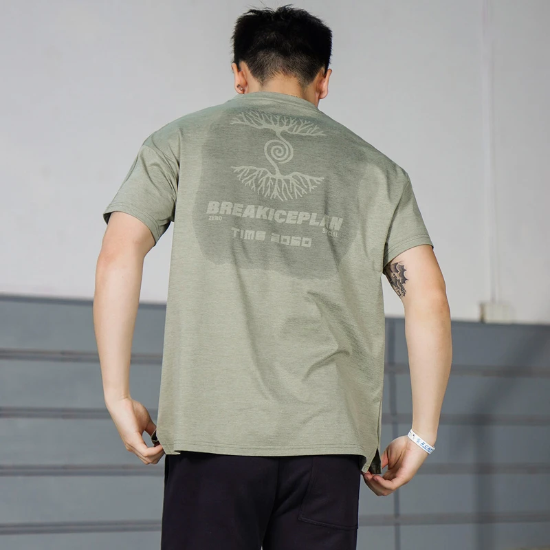 BKCXZICE遇水显花美式运动T恤夏季防晒棉凉感篮球训练投篮服短袖