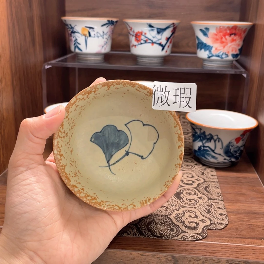 釉下彩纯手绘有瑕