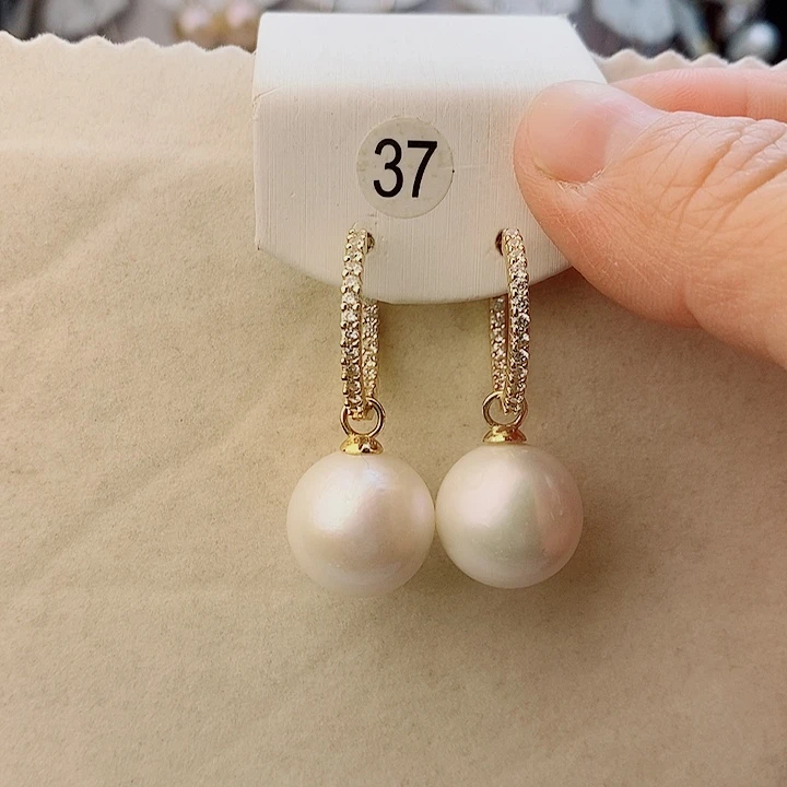 银S925镶嵌淡水珍珠耳饰