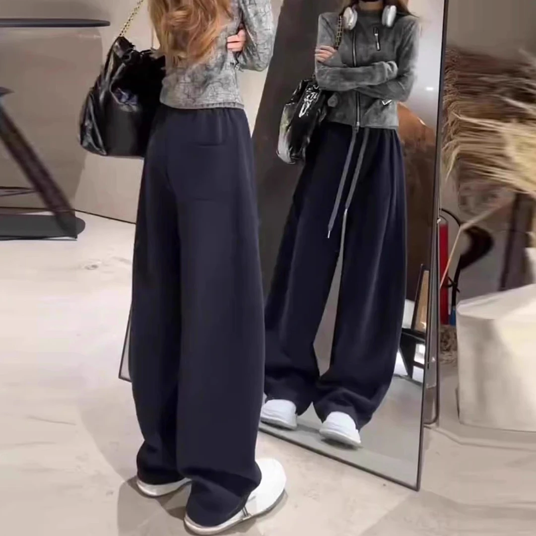 加绒加厚弯刀裤子女款爆款2025新款宽松弛感显瘦今年流行运动卫裤