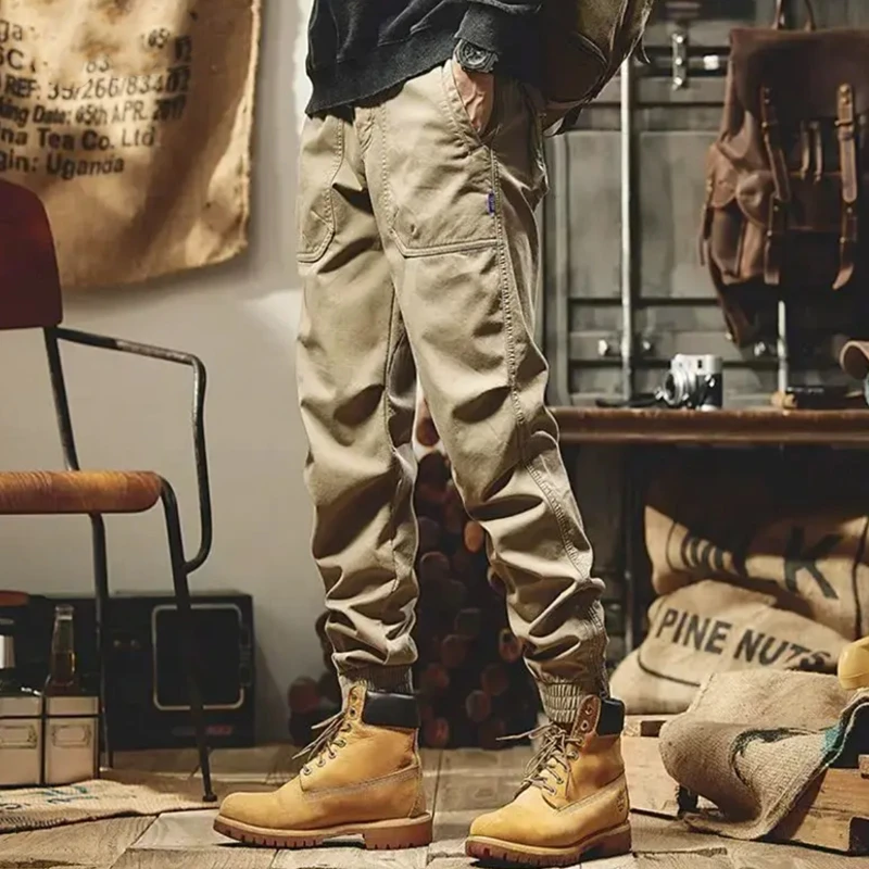 春秋休闲裤宽松直筒户外休闲百搭多口袋工装裤子男