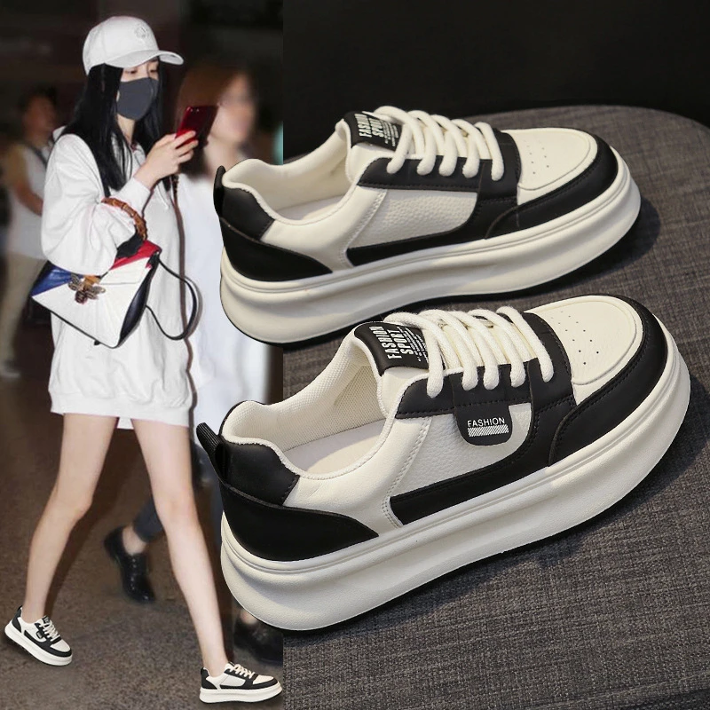 厚底4.5CM韩版松糕厚底小白鞋女2025春季新款时尚休闲运动板鞋