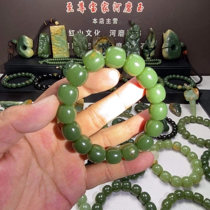 手链未镶嵌岫岩河磨玉（透闪石质玉）