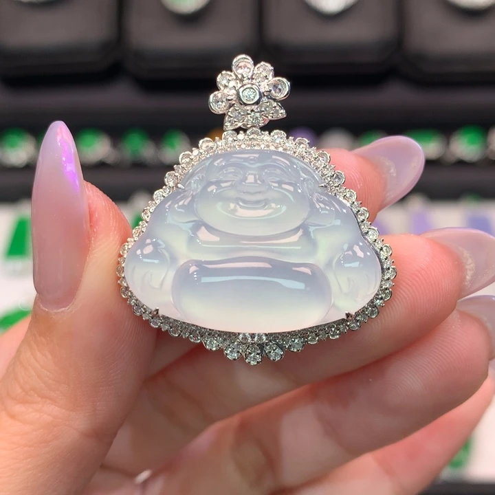 翡翠吊坠(不含链)18K金镶嵌