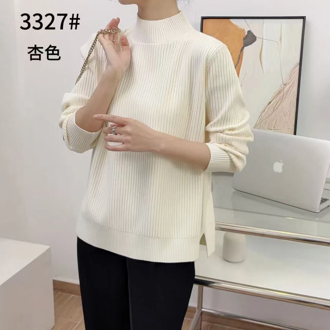 宽松半高领加厚女士秋冬毛衣