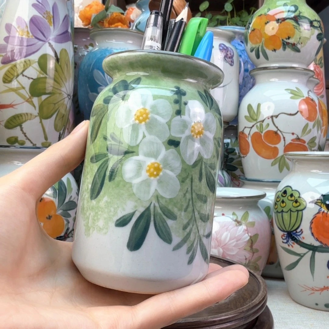 瓶景德镇纯手绘陶瓷花瓶无孔