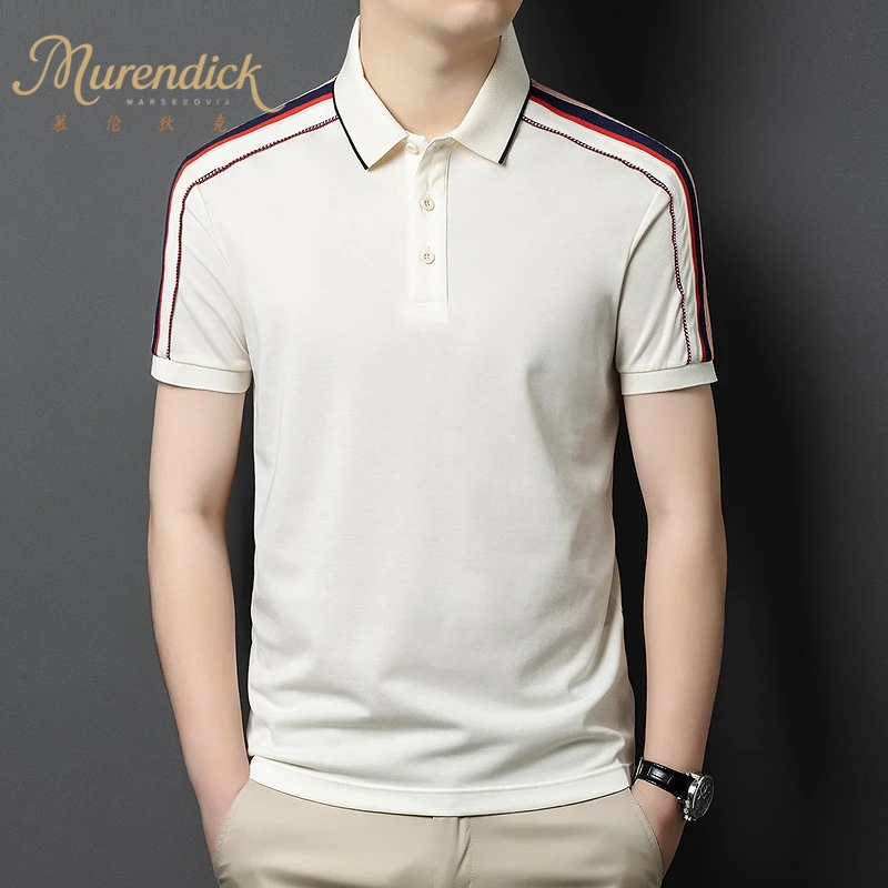 夏季棉短袖Polo衫男士时尚休闲撞色条纹美式翻领汗衫男装半袖体恤