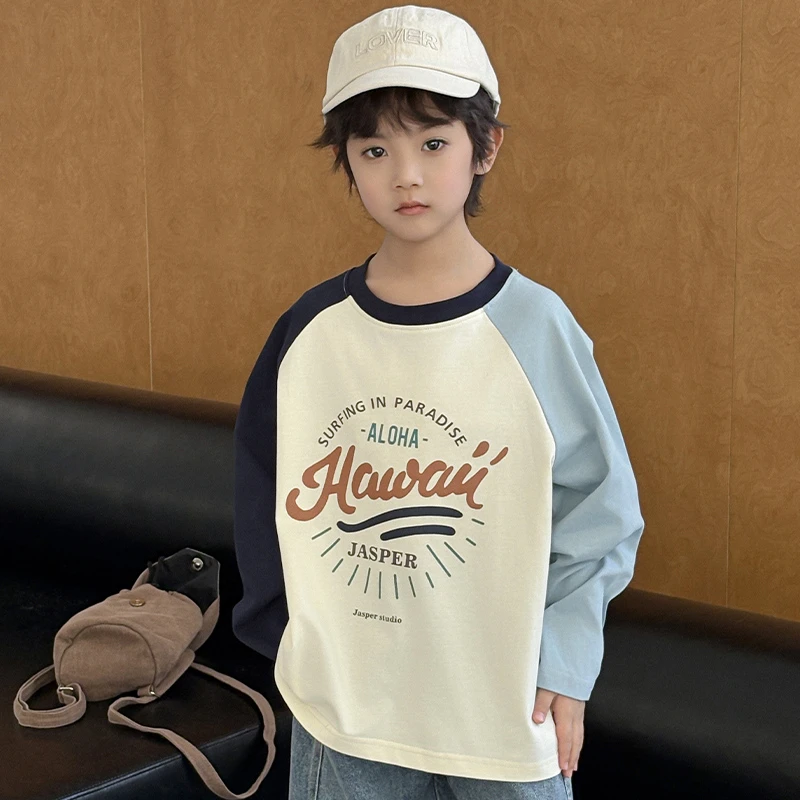 243089儿童春秋洋气百搭休闲时尚印花圆领长袖T恤