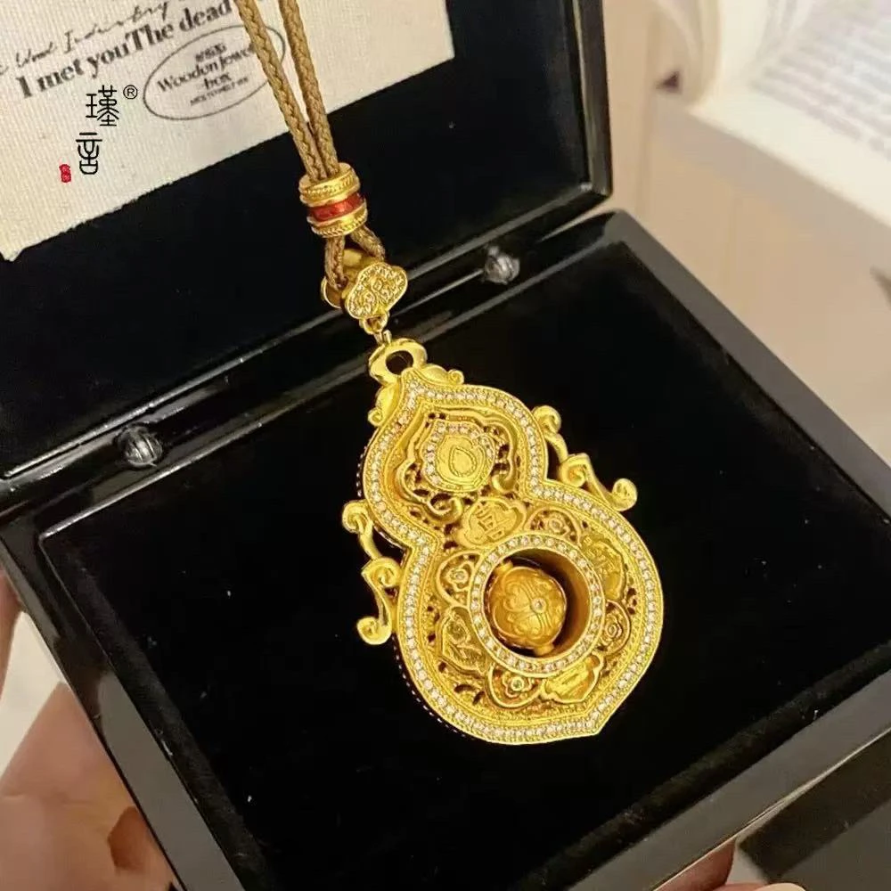 铜合金项链 铜合金#金色气质镶嵌葫芦项链时尚首饰链子饰品颈饰