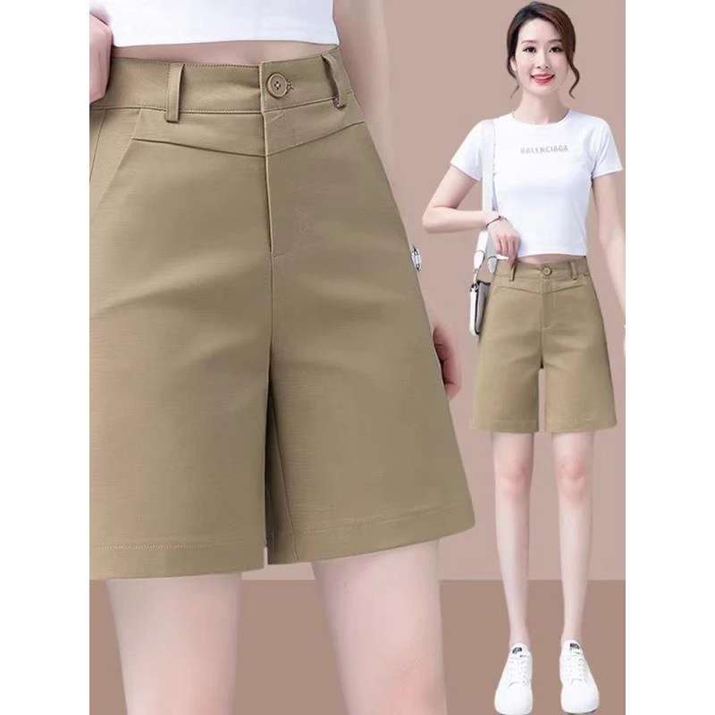 M515加大码西装短裤女夏季高腰宽松阔腿裤小个子休闲五分中裤子