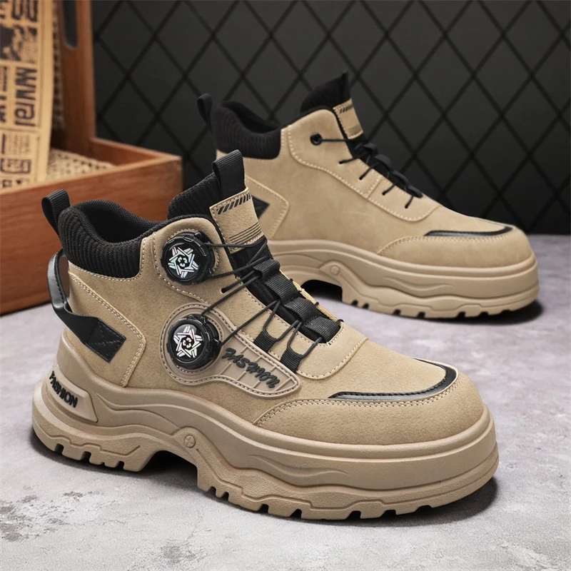 马丁靴男款冬季英伦复古高帮户外运动登山防水防滑厚底增高工装靴