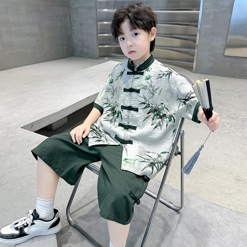 男童夏装汉服套装2025新款中大儿童男孩夏季薄款中国风古风唐装潮
