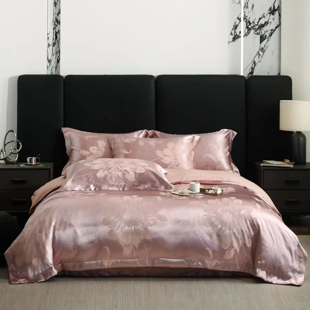 花韵--轻奢贡缎色织提花居家四件套