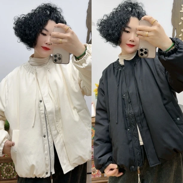 2597#领抽绳羽绒服「衣长约67cm」