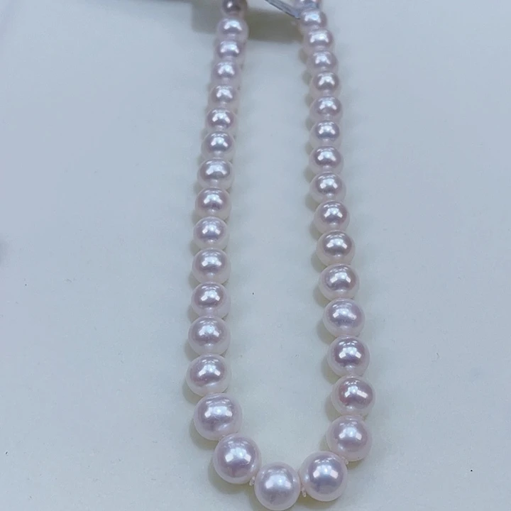 淡水珍珠颈饰银S925镶嵌8.5/9.5爆亮天女粉无核微微瑕