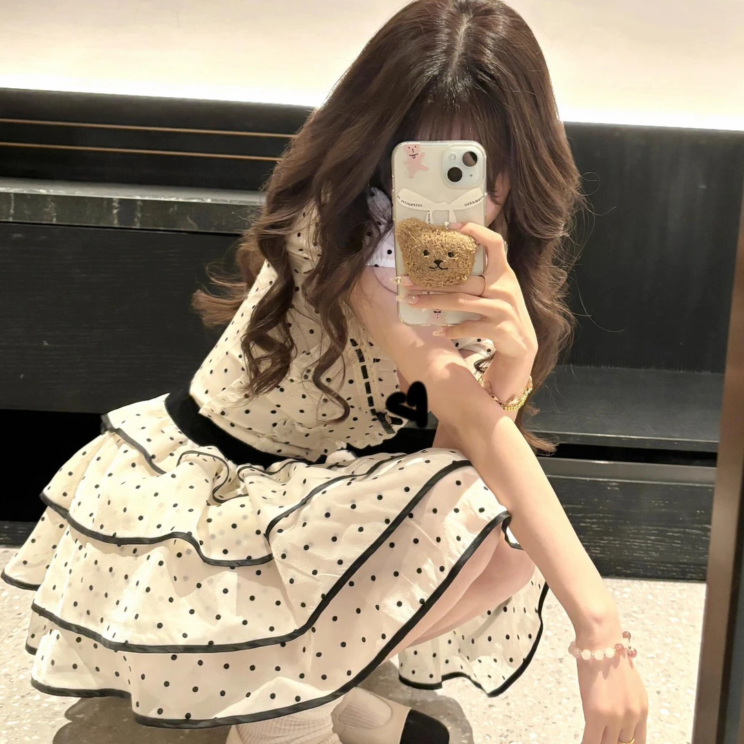 【雪纺面料+做法】方领泡泡袖波点连衣裙小个子公主蓬蓬