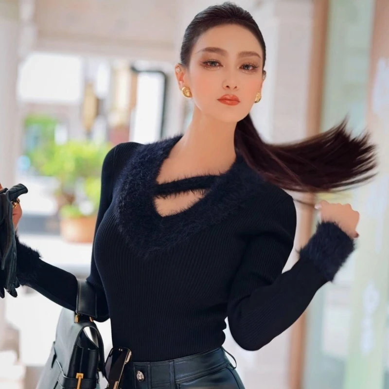 2024新款气质显瘦修身长袖打底针织衫女