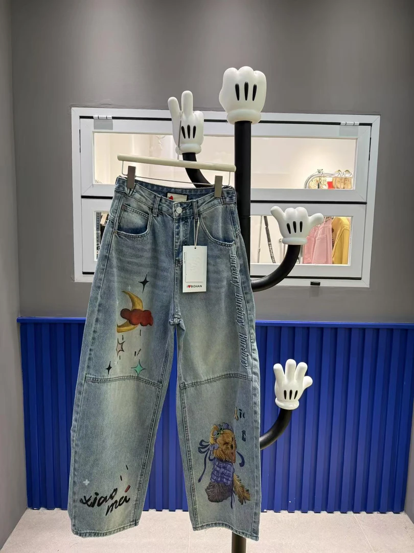 4671#深圳B OHAN秀秀家2025早春新款泰迪狗牛仔裤直筒