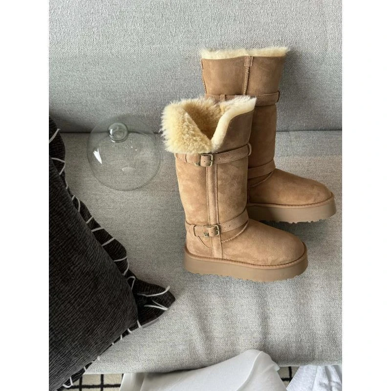 【大骑士厚底长筒】桑坡羊皮毛一体时尚加厚休闲女雪地靴