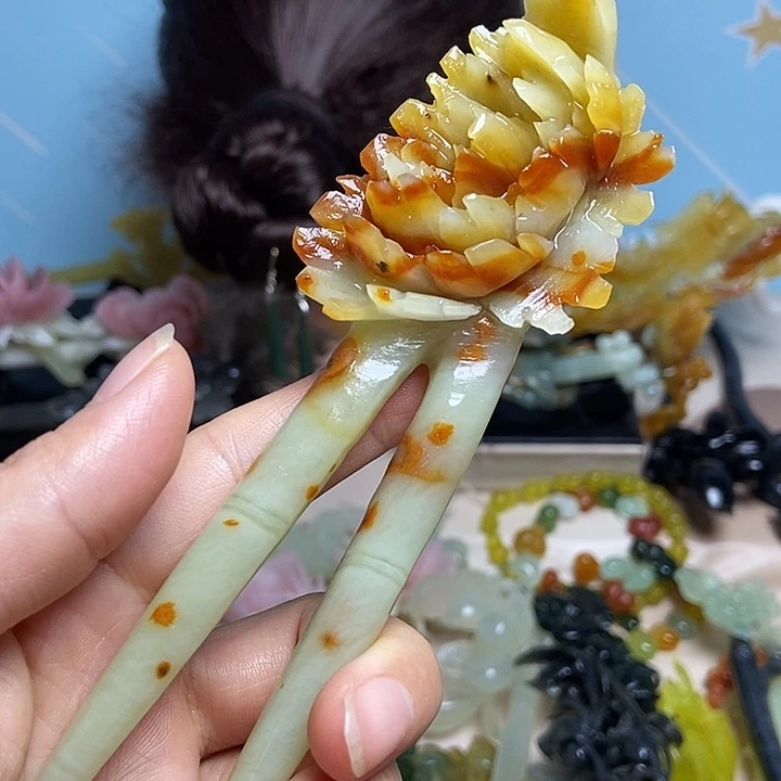 岫玉未镶嵌发簪发簪