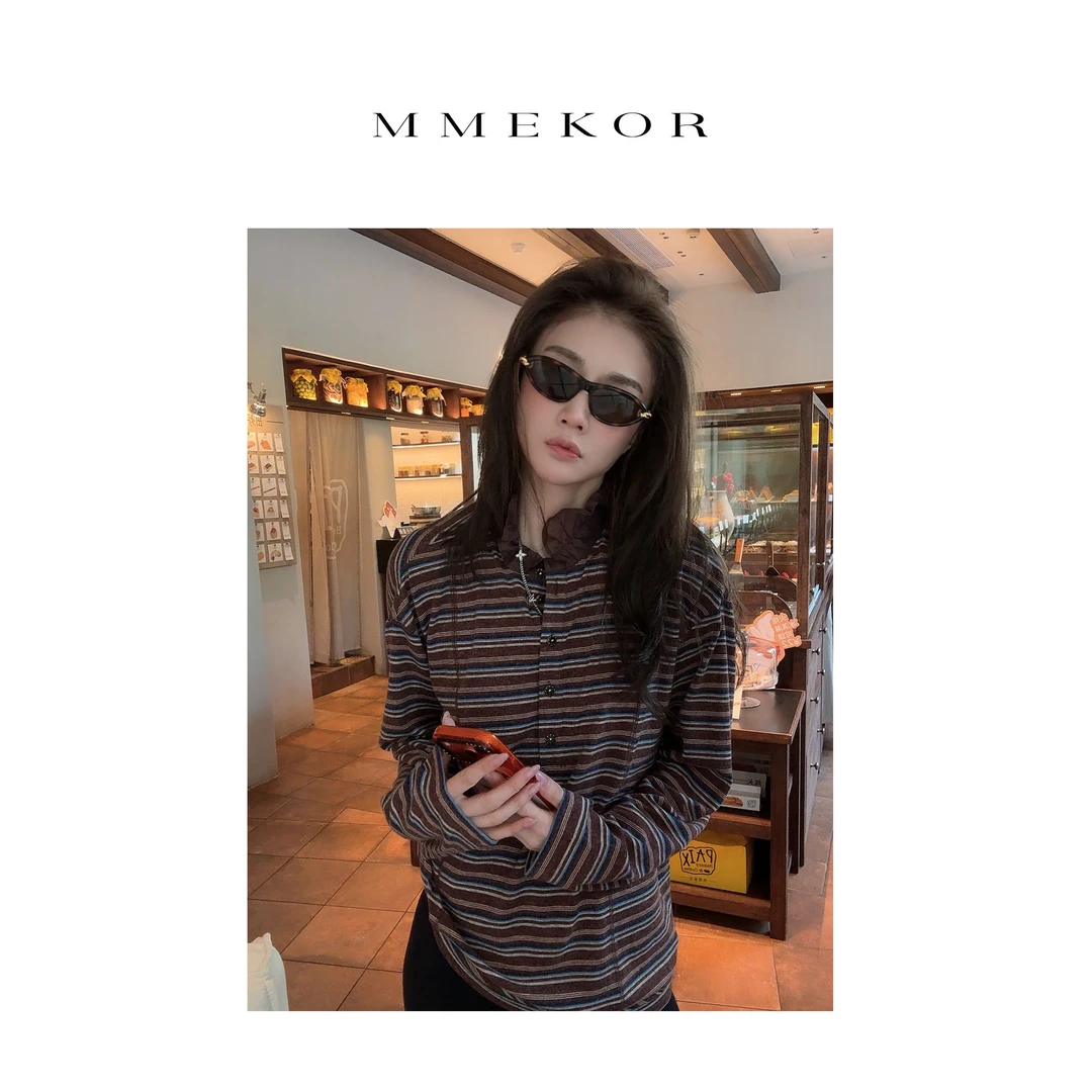 MMEKOR“蜜意罗曼”T恤 2025新款末日美拉德风慵懒长袖 30801