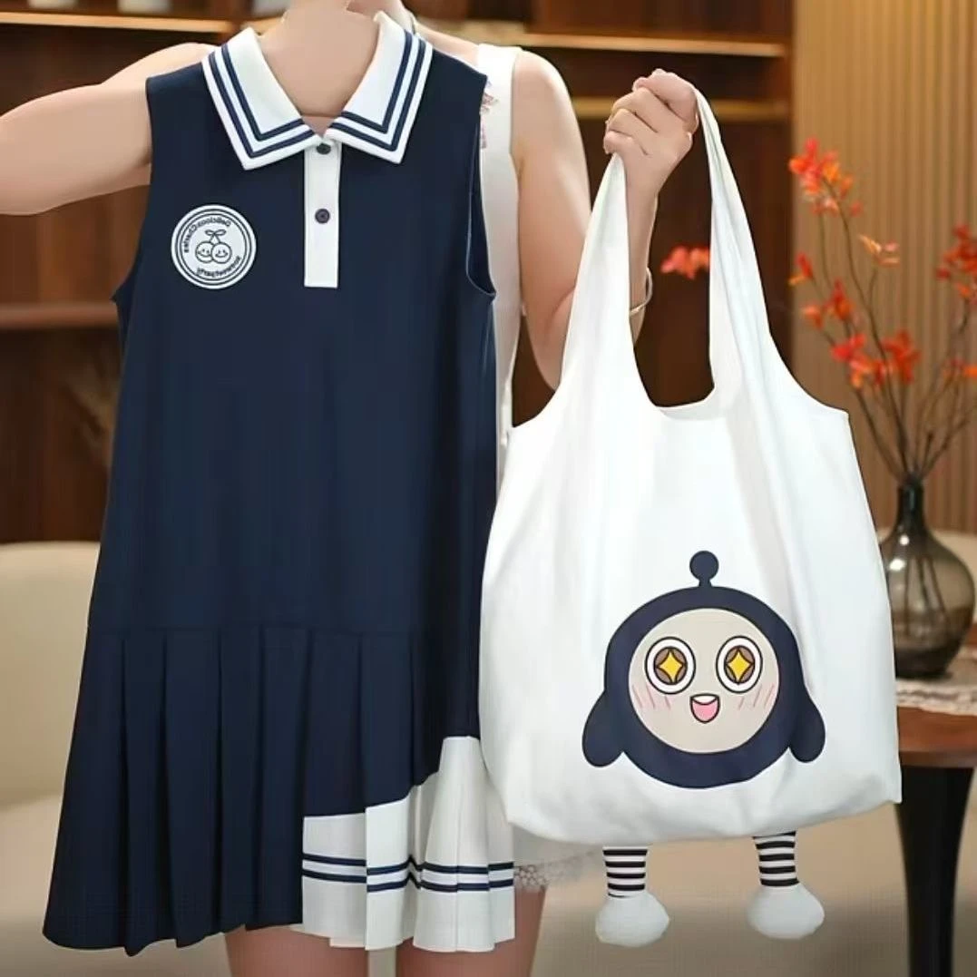 【思晨家】送包包 女童连衣裙夏季中大童学院风蝴蝶结polo裙