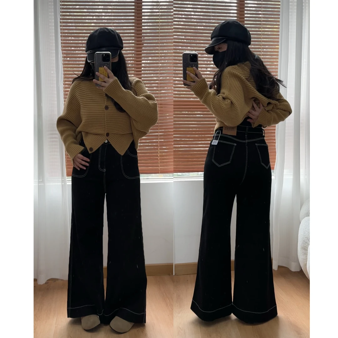 黑色大喇叭牛仔裤女2025秋季新款高腰显瘦时尚气质百搭弹力喇叭裤