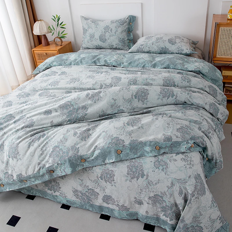 【蓝序-双人被】200*230雨露麻有氧双层纱双人被 吸湿排汗透气