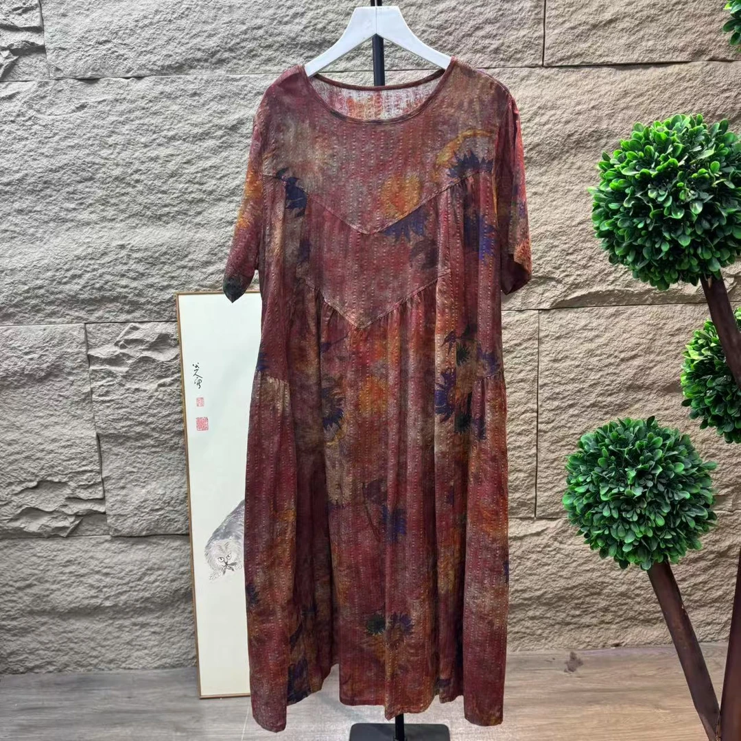 10390新款优雅减龄宽松显瘦碎花连衣裙QZ